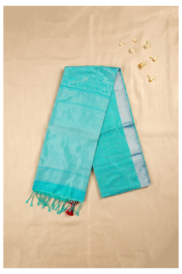 Teal Pure Silk South Saree - Wedding & Party Wear