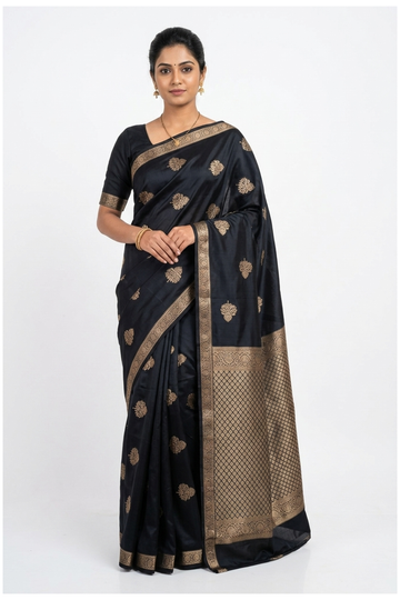 Black Banarasi Pure Silk Party Wear Saree