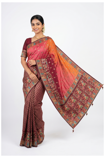 Crimson Red Banarasi Art Silk Wedding Party Saree