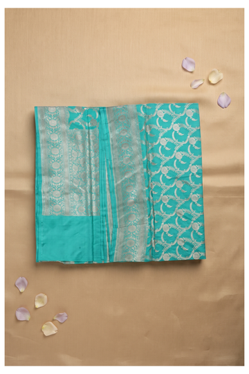 Teal Banarasi Pure Silk Wedding Saree