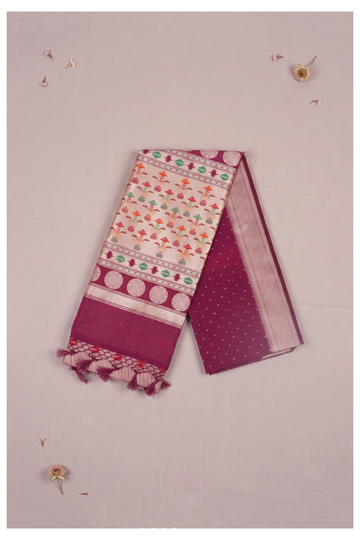 Wine Banarasi Art Silk Wedding & Party Wear Saree