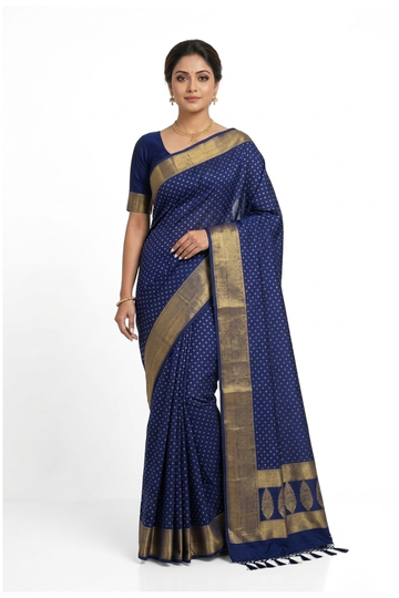 Royal Blue Banarasi Art Silk Wedding Saree