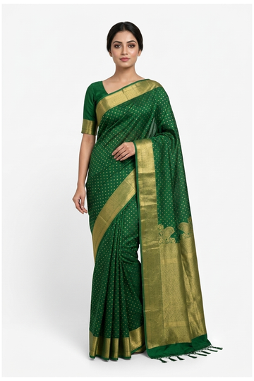 Bottle Green Banarasi Art Silk Wedding Saree