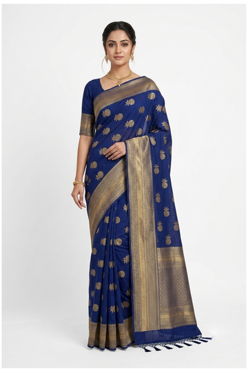 Royal Blue Banarasi Art Silk Wedding Saree