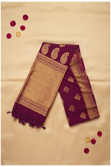 Wine Banarasi Art Silk Wedding Saree