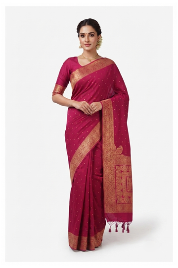 Rani Pink Banarasi Art Silk Wedding Saree