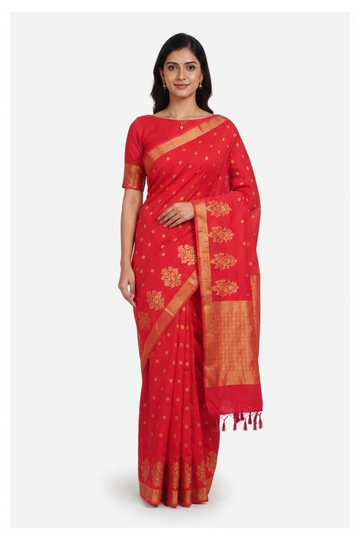 Crimson Red Banarasi Art Silk Wedding Party Saree
