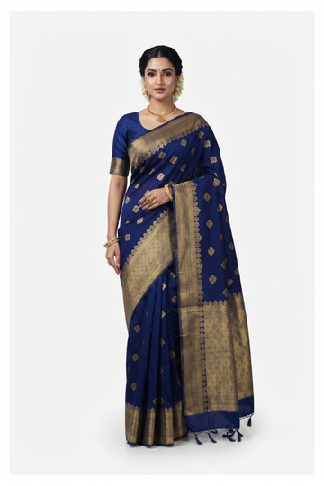 Royal Blue Banarasi Art Silk Wedding & Party Wear Saree