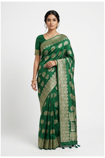 Bottle Green Banarasi Art Silk Wedding Saree