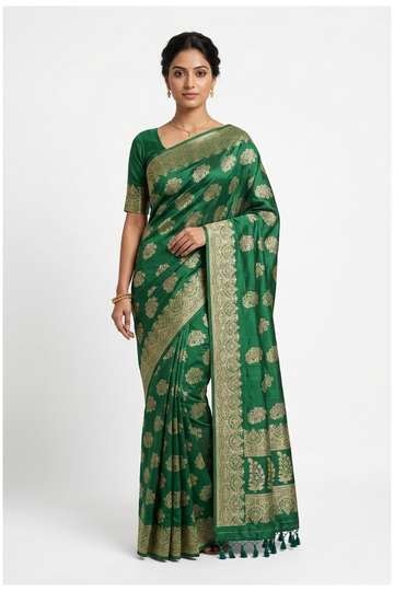 Bottle Green Banarasi Art Silk Wedding Saree