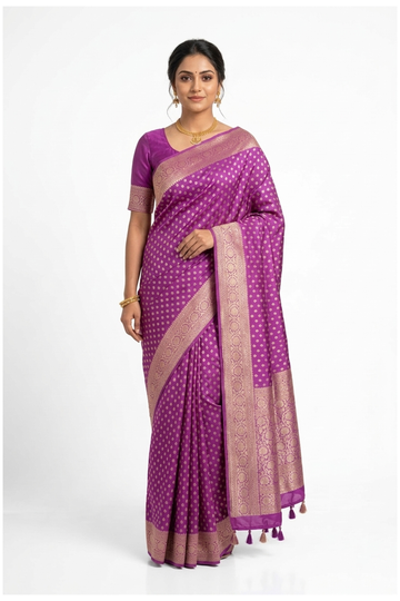Magenta Banarasi Art Silk Wedding And Party Saree