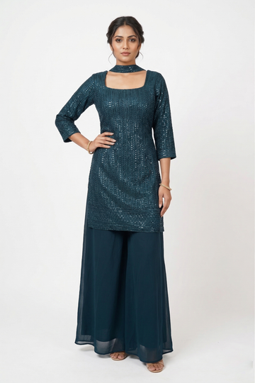 DARK DEEP STEEL BLUE  Indo-Western