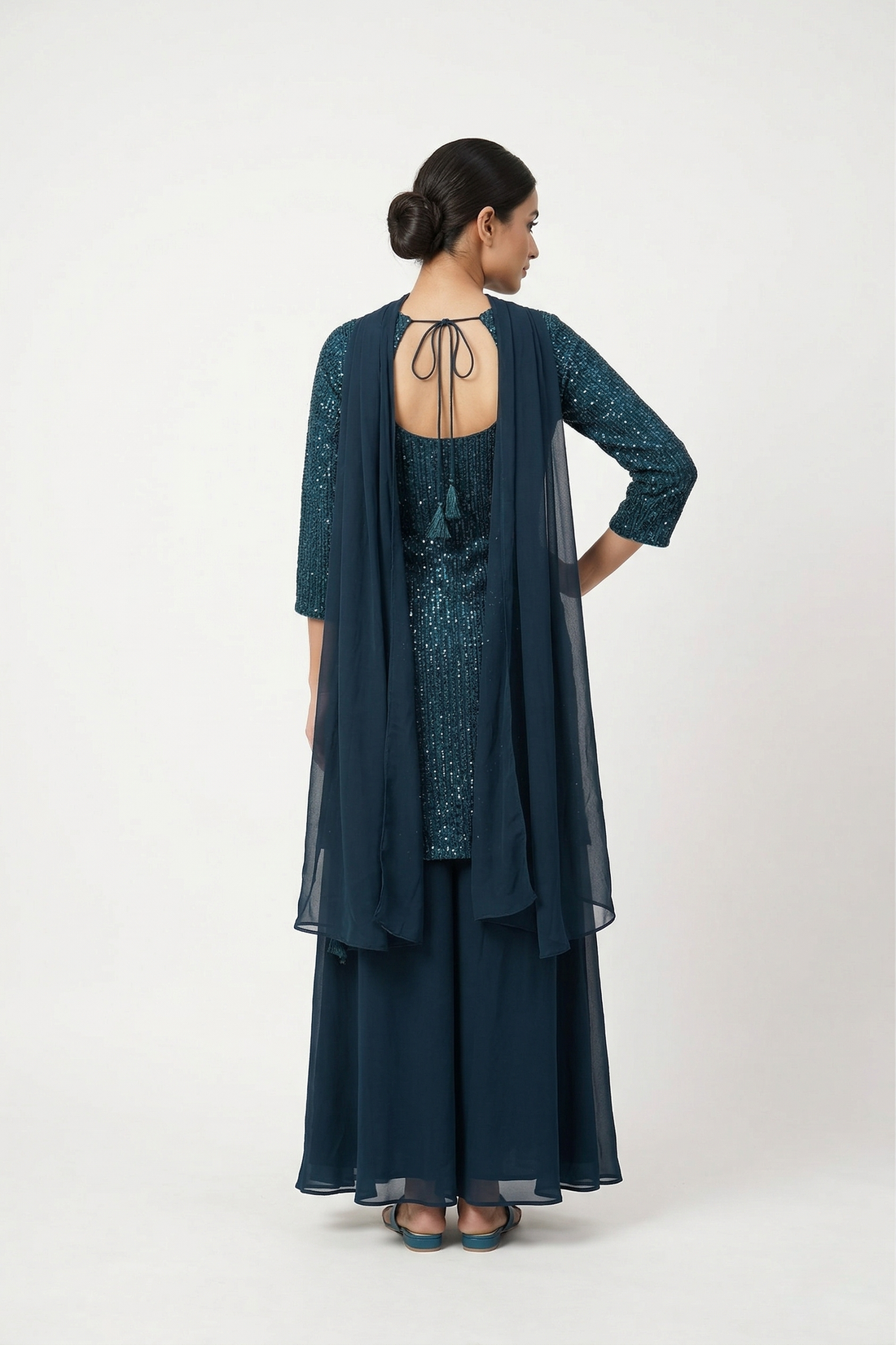 DARK DEEP STEEL BLUE  Indo-Western