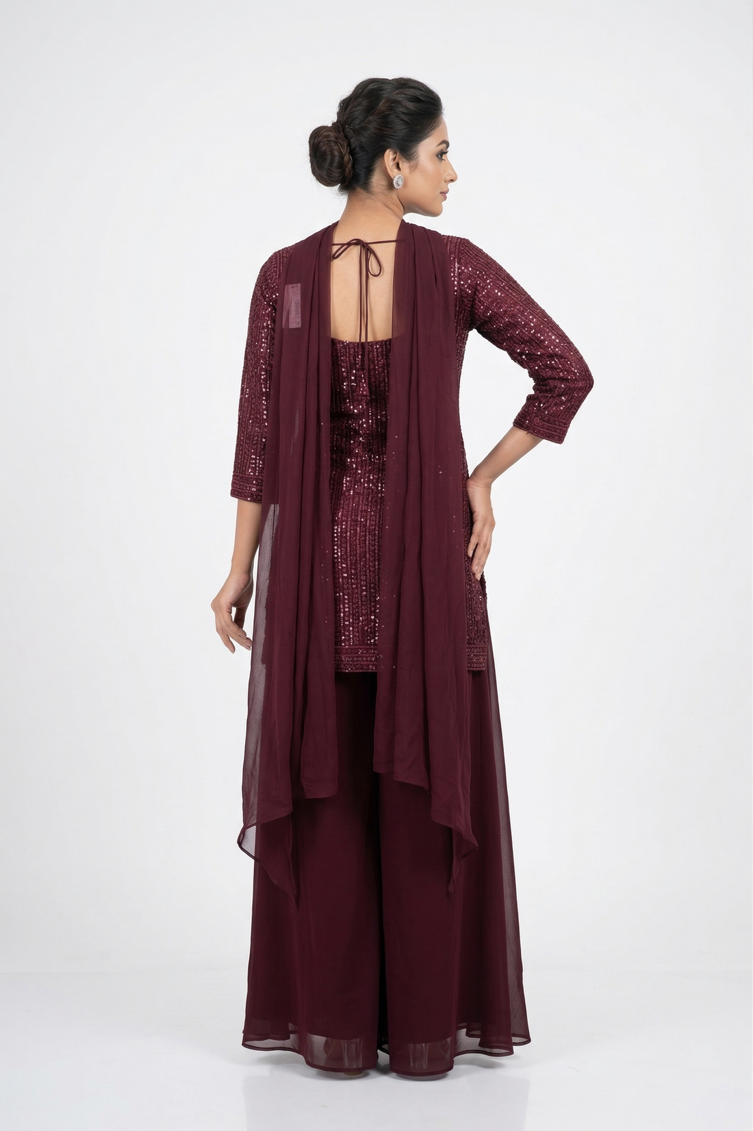 Wine Kurta Palazzo Set