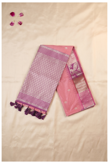 Rose Pink Banarasi Art Silk Wedding Party Saree