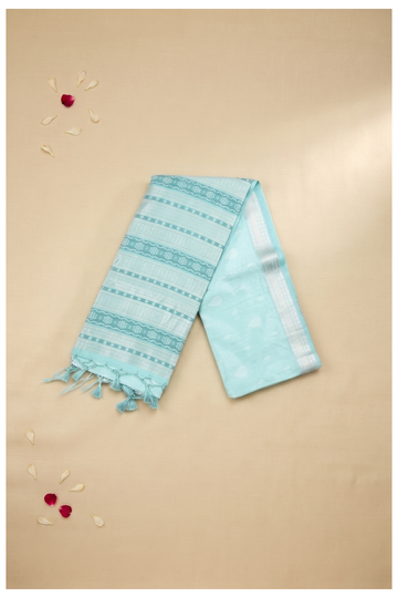 Aqua Blue Cotton Wedding & Party Wear Saree