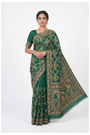 Bottle Green Gharchola Gajji Silk Wedding Saree