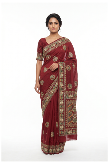 Maroon Gharchola Gajji Silk Wedding And Party Wear Saree
