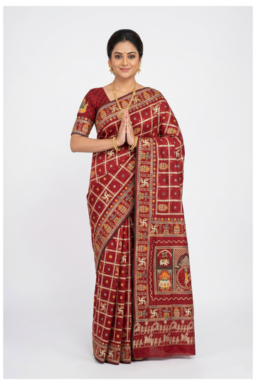 Maroon Gharchola Pure Gajji Silk Wedding & Party Wear Saree