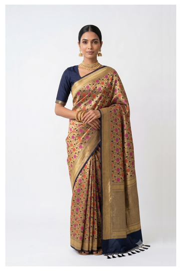 Gold Tissue South Silk Wedding & Party Wear Saree