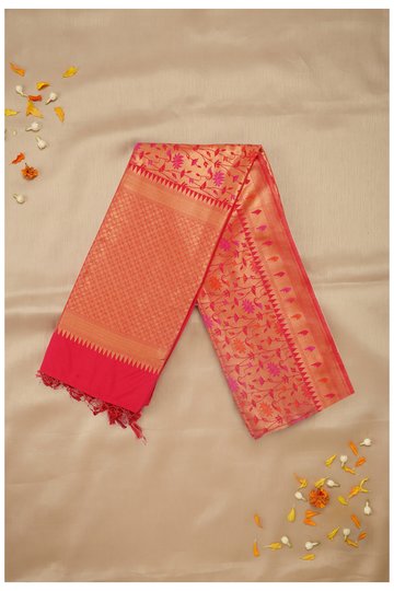 Golden Orange Banarasi Art Silk Wedding Saree
