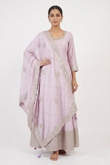 Blush Pink Embroidered Anarkali Suit Set With Dupatta