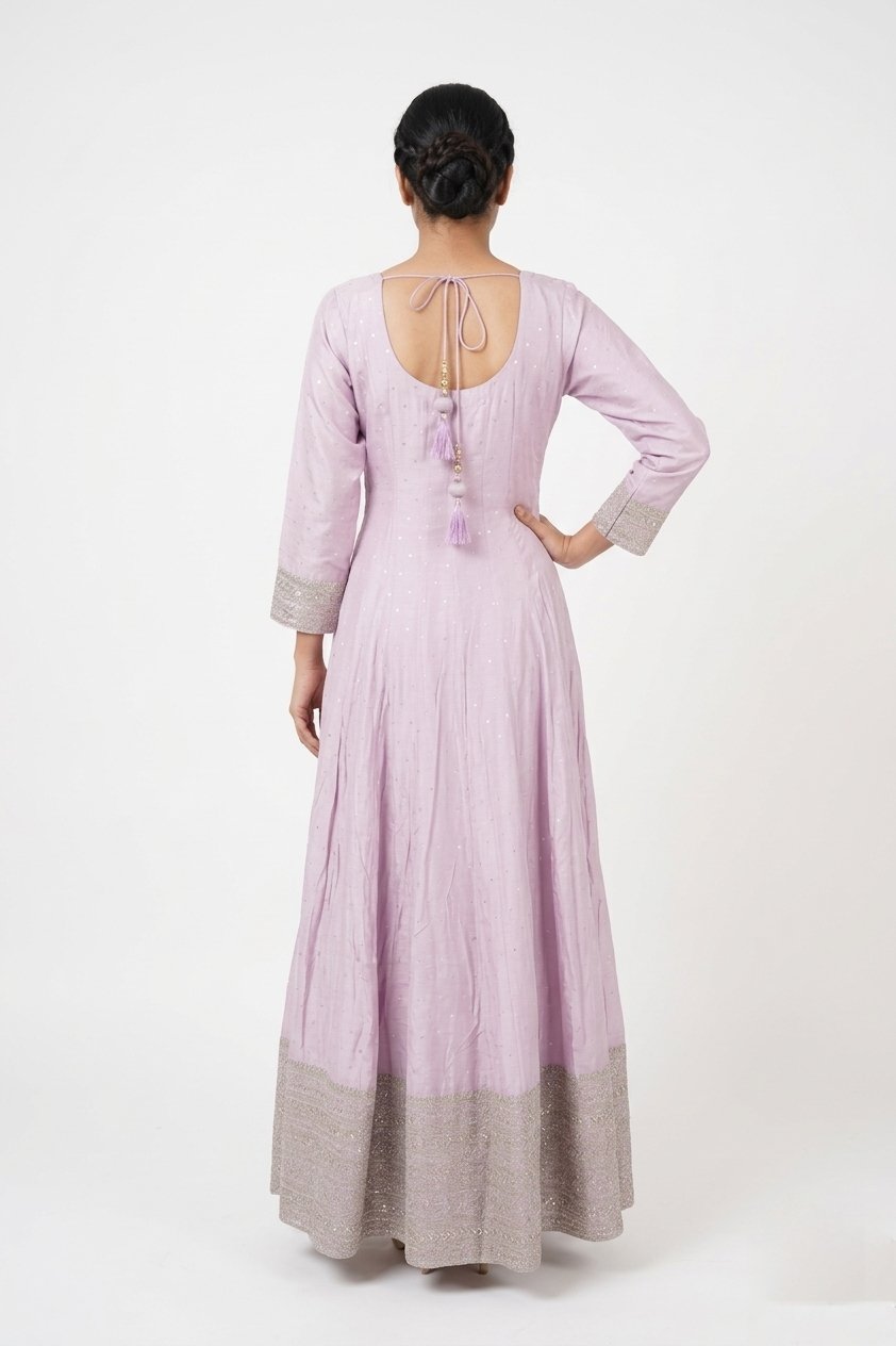 Blush Pink Embroidered Anarkali Suit Set With Dupatta