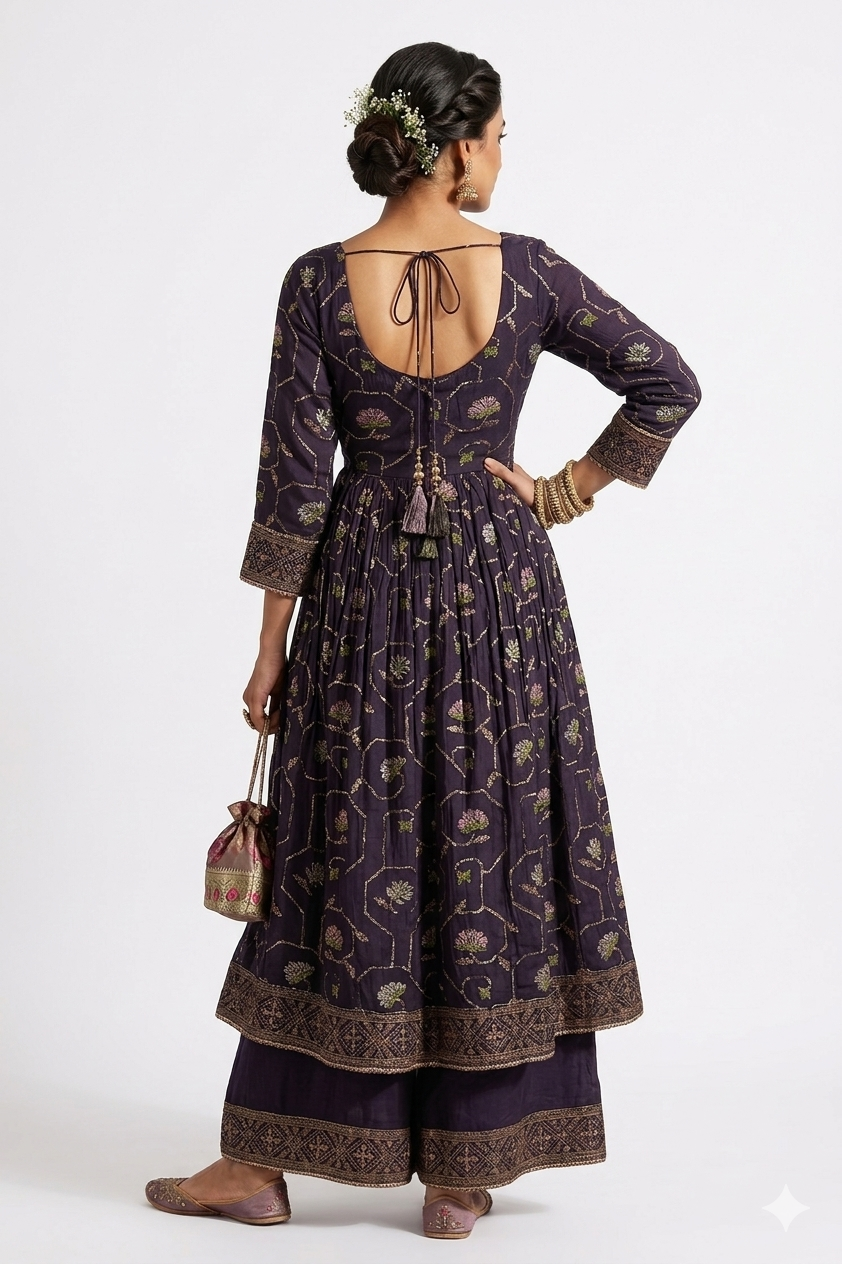 DARK PURPLE Indo-Western Anarkali Set