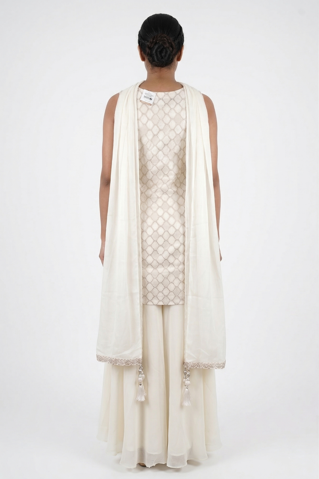 Ivory Embroidered Kurta with Flared Sharara Set