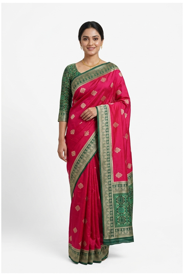 Violet Red  Banarasi Dola Silk Wedding & Party Wear Saree