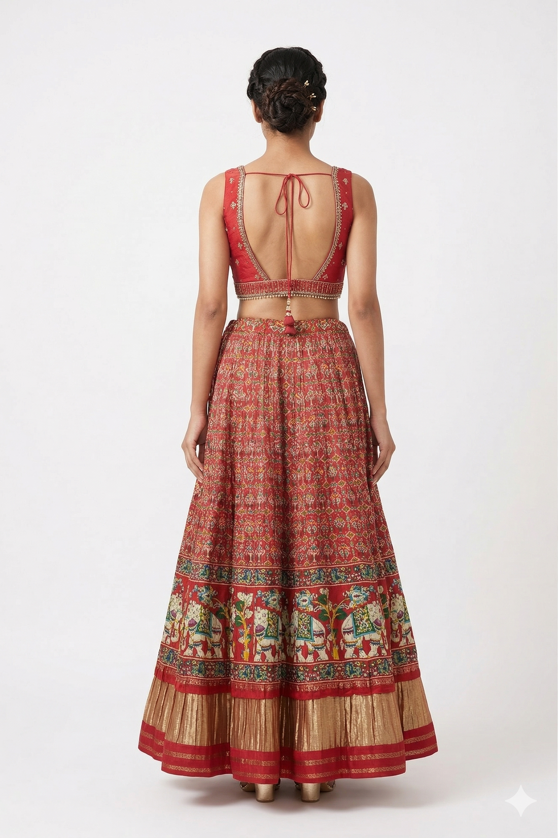 RUST RED- GREEN LEHENGA CHOLI