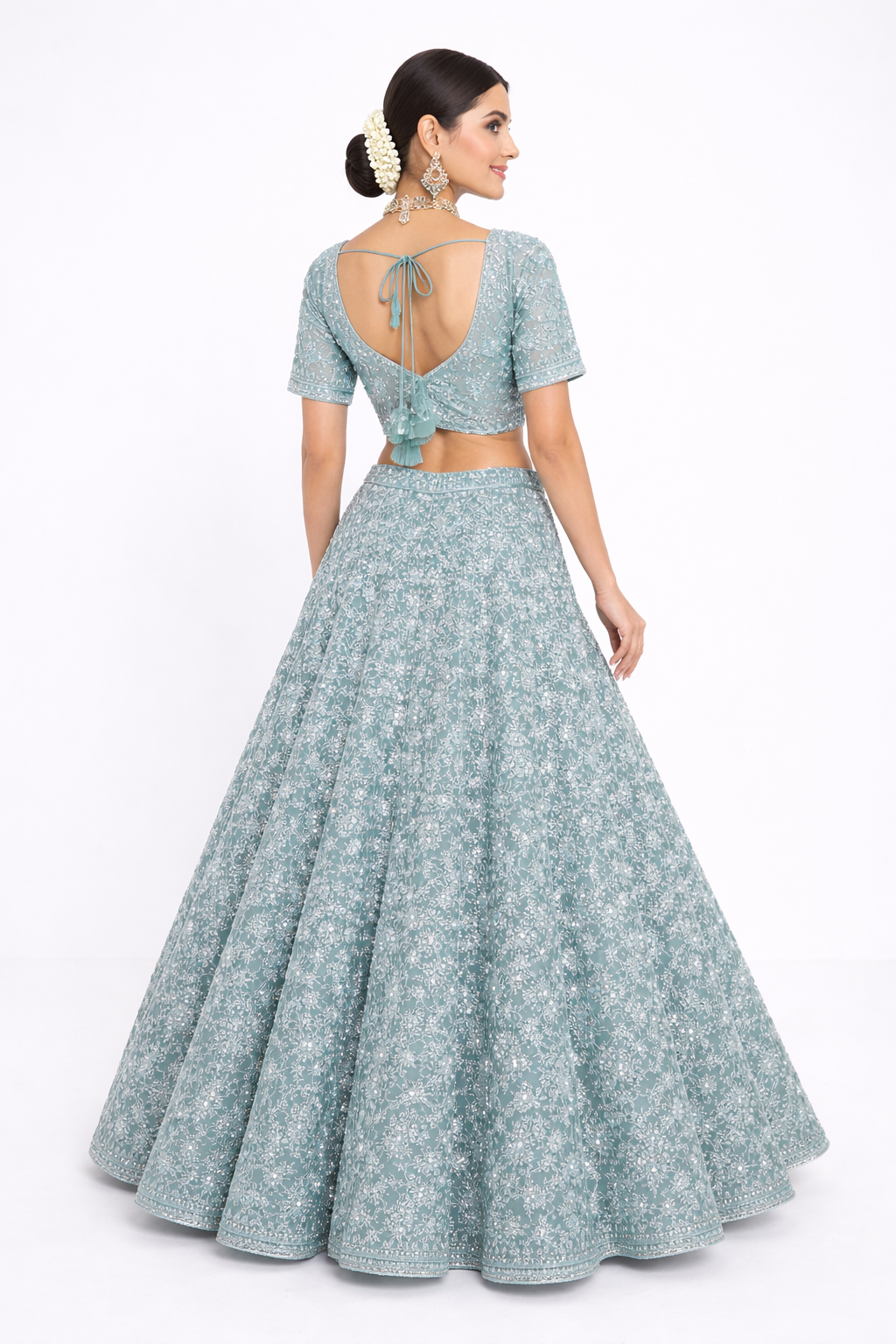 PESTAL SKY BLUE LEHENGA CHOLI