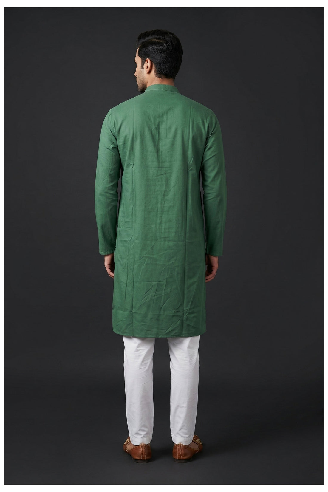 Bottle Green Cotton Men'S Kurta