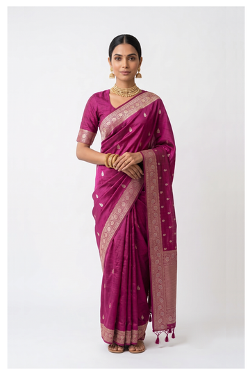 Magenta Banarasi Art Silk Wedding Saree