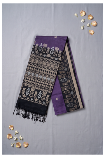 Violet Banarasi Pure Silk Wedding And Party Saree