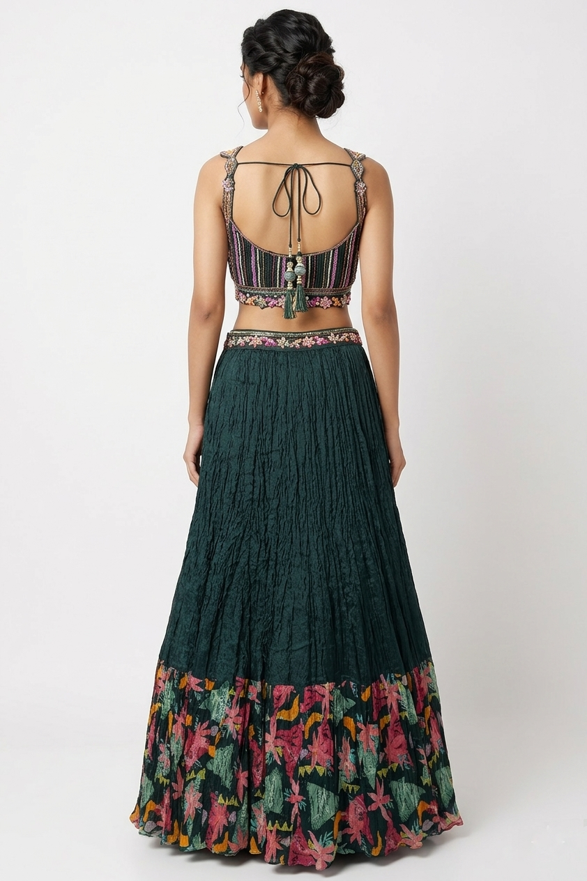 DARK DEEP STEEL BLUE  LEHENGA CHOLI