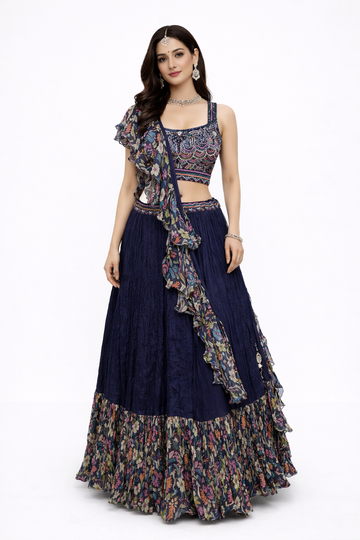 DARK NAVY BLUE LEHENGA CHOLI