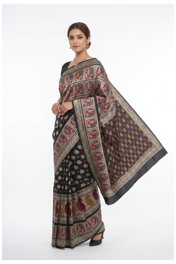 Black  Pure Banarasi Silk Saree With Weaving