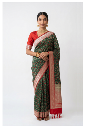 Bottle Green Banarasi Art Silk Wedding Saree