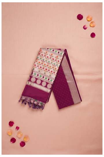 Wine Banarasi Art Silk Wedding & Party Saree
