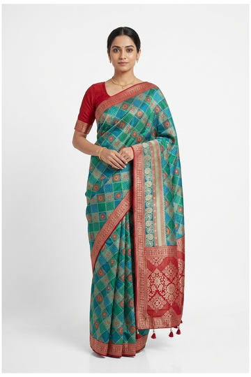 Multicolor Banarasi Art Silk Wedding Party Wear Saree