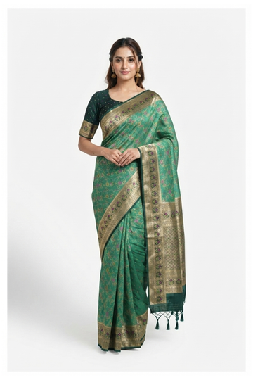 Emerald Green Banarasi Art Silk Wedding Saree