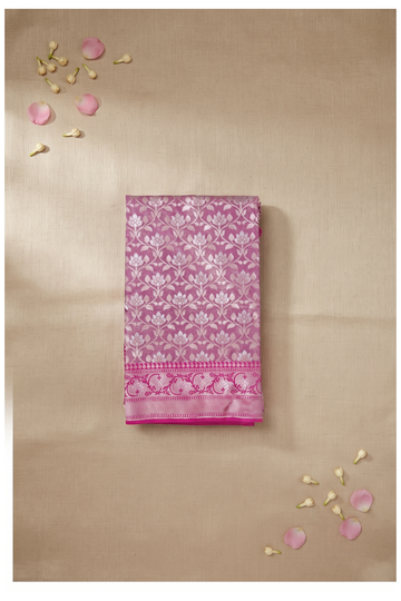 Rani Pink Banarasi Art Crepe Silk Wedding Party Wear Saree