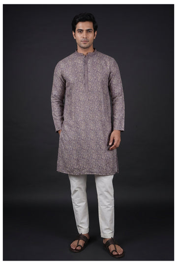 Lavender Brocade Men’S Kurta Set