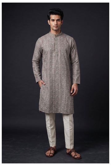 Beige Paisley Printed Men’S Kurta Set