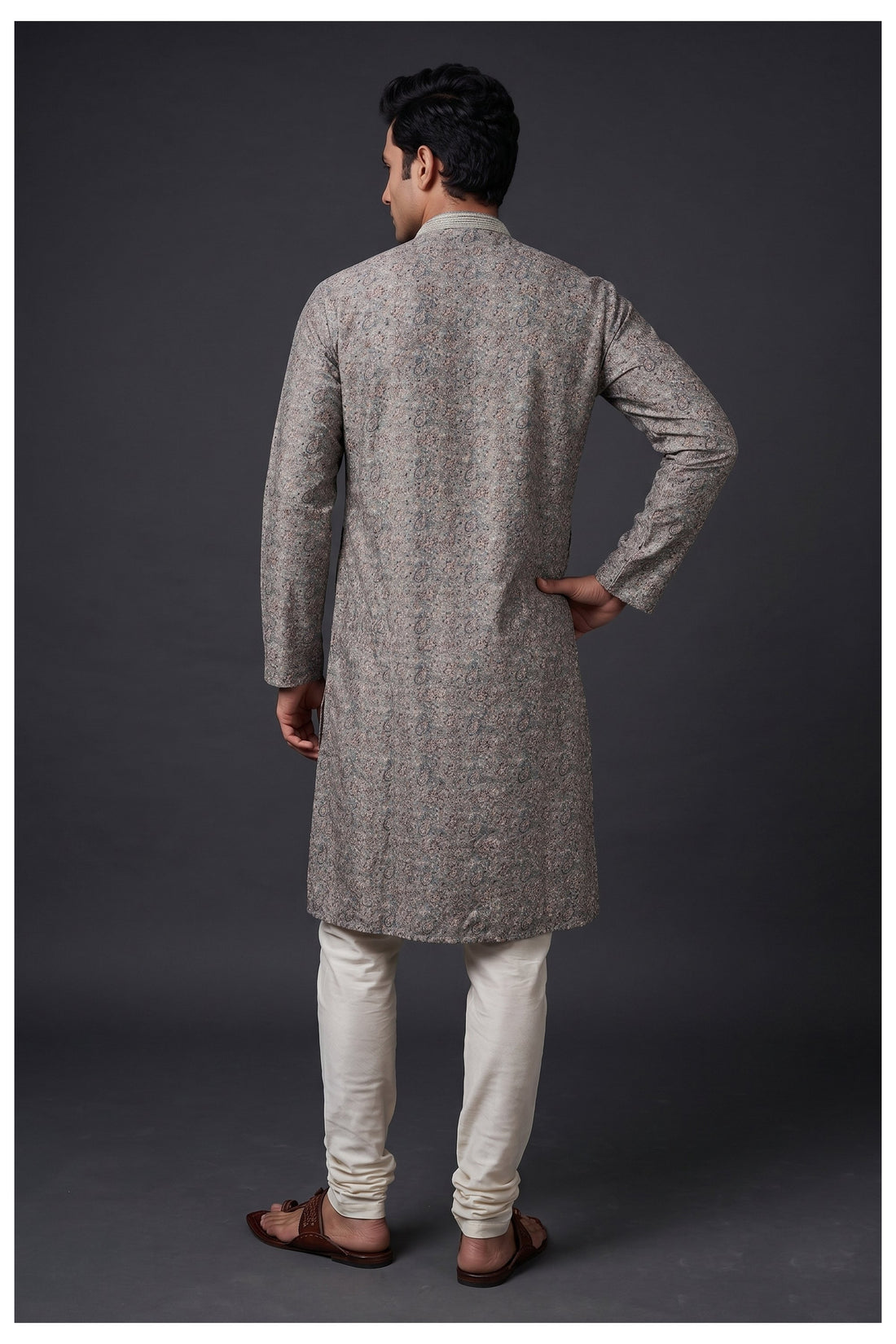 Beige Paisley Printed Men’S Kurta Set