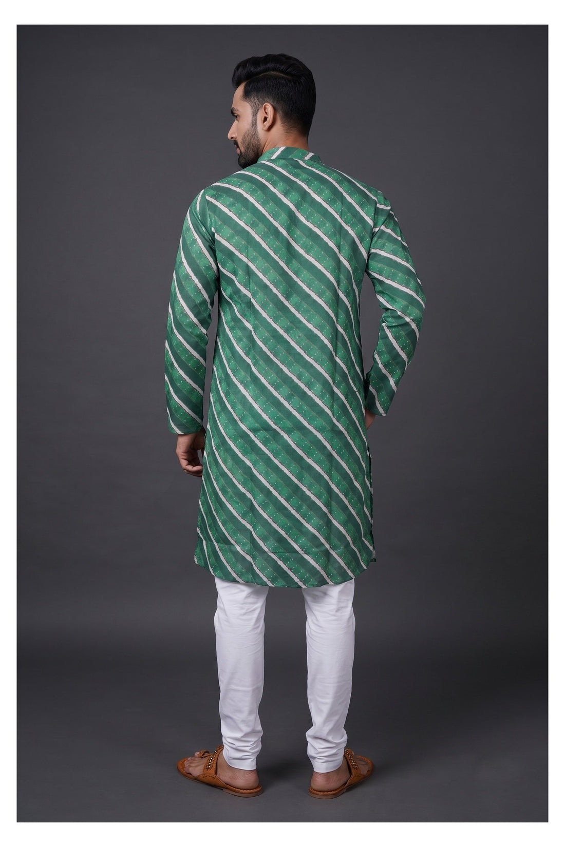 Emerald Stripe Printed Men’S Kurta