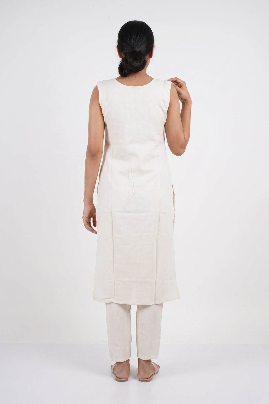 Ivory Rust Bandhani Style Kurta Set