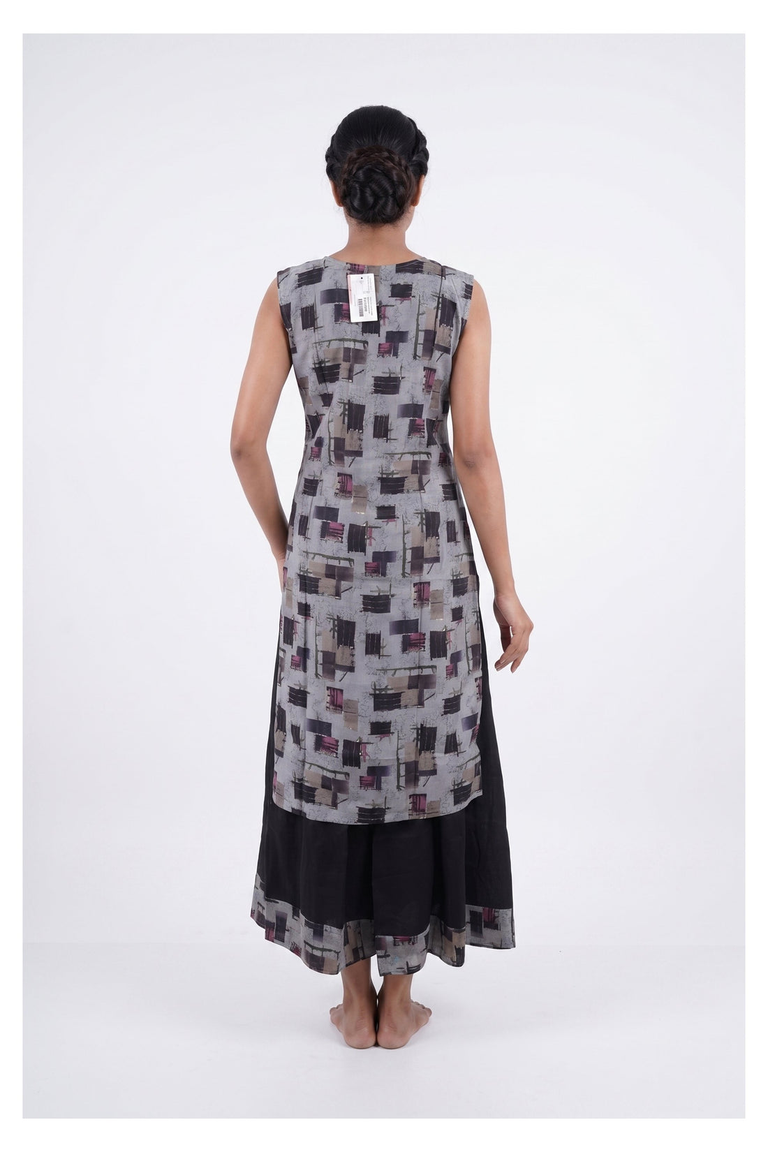 Charcoal Grey Abstract Printed Indo-Western Suit Set