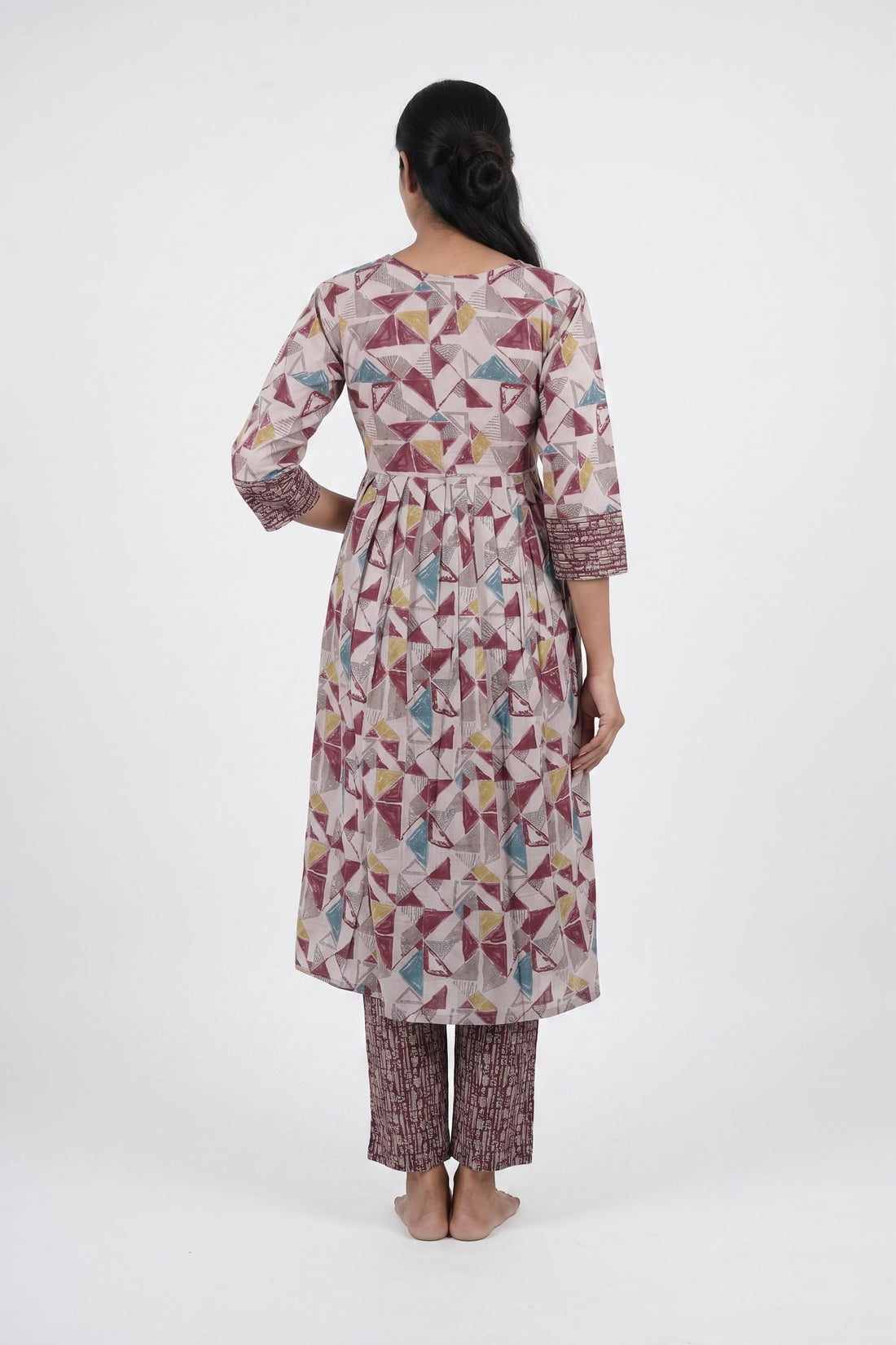 Mauve Prism Printed Kurta Palazzo Set
